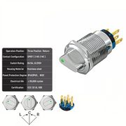 Green 3-Positions DPDT Momentary