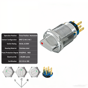 Red 3-Positions DPDT Maintained