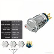 Red 3-Positions DPDT Momentary