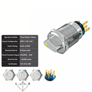 Yellow 3-Positions DPDT Momentary
