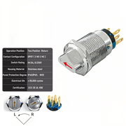 Red 2-Positions DPDT Momentary