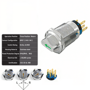 Green 3-Positions DPDT Momentary