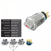 Red 3-Positions DPDT Momentary
