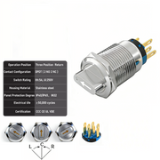 White 3-Positions DPDT Momentary