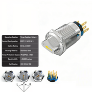 Yellow 3-Positions DPDT Momentary