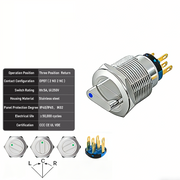 Blue 3-Positions DPDT Momentary