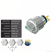 Green 3-Positions DPDT Momentary