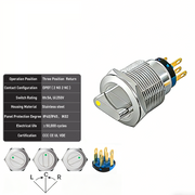 Yellow 3-Positions DPDT Momentary