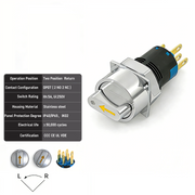 Yellow 2-Positions DPDT Momentary