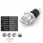 Blue 3-Positions DPDT Momentary