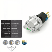 Green 3-Positions DPDT Momentary