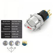 Red 3-Positions DPDT Momentary