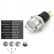 White 3-Positions DPDT Maintained