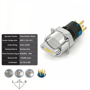 Yellow 3-Positions DPDT Momentary