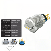 Yellow 2-Positions DPDT Momentary