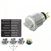 Green 3-Positions DPDT Momentary