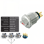 Red 3-Positions DPDT Maintained