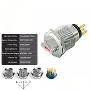 Red 3-Positions DPDT Momentary