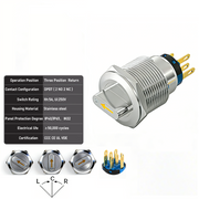 Yellow 3-Positions DPDT Momentary