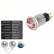 Red 2-Positions SPDT Momentary