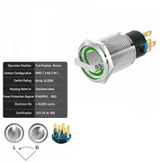 Green 2-Positions DPDT Momentary