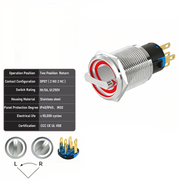 Red 2-Positions DPDT Momentary