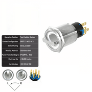 White 2-Positions DPDT Momentary