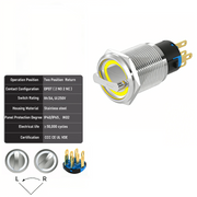 Yellow 2-Positions DPDT Momentary