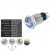Blue 3-Positions DPDT Maintained
