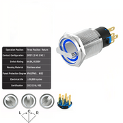Blue 3-Positions DPDT Momentary