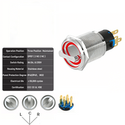 Red 3-Positions DPDT Maintained