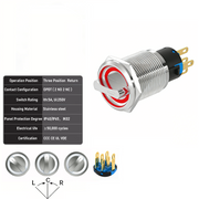 Red 3-Positions DPDT Momentary