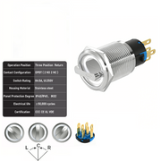White 3-Positions DPDT Momentary