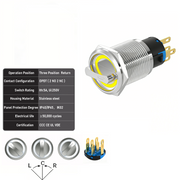 Yellow 3-Positions DPDT Momentary