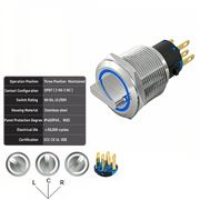 Blue 3-Positions DPDT Maintained