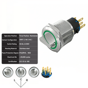 Green 3-Positions DPDT Maintained