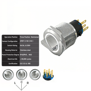 White 3-Positions DPDT Maintained