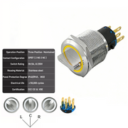 Yellow 3-Positions DPDT Maintained
