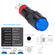 Blue  SPDT Momentary