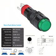 Green  SPDT Momentary