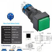 Green DPDT Momentary