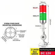 2-Tier 2-Color Red Flashing – Bent Arm 12V