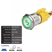 Green SPDT Latching Number 5