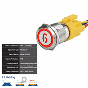 Red SPDT Latching Number 6