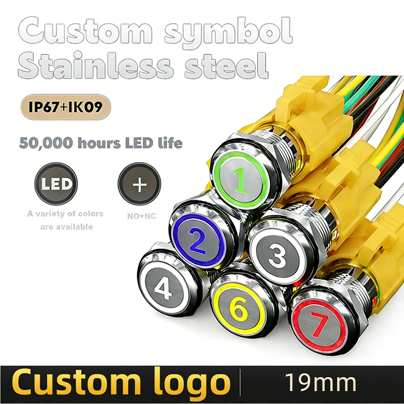 19mm Custom Laser Engraved Logo Anti-vandal Button Switch 5A 250V Red ...