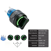 Green 3-Position DPDT Momentary