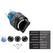 White 3-Position DPDT Momentary