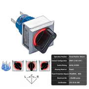 Red 3-Position DPDT Momentary