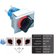 Red 3-Position DPDT Momentary