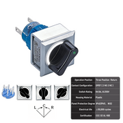 White 3-Position DPDT Momentary